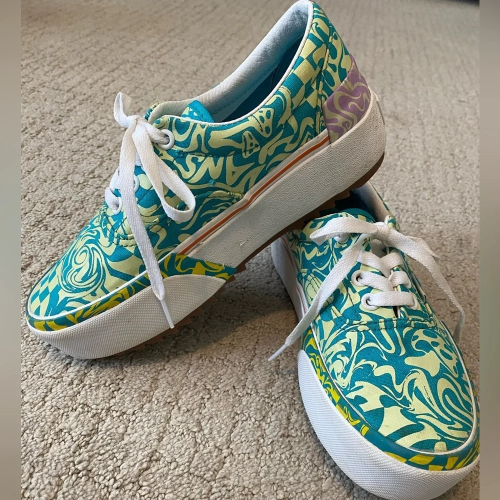 Vans Era Stacked Platform Teal Yellow Purple Low Sneakers Size 6 - Picture 3 of 12